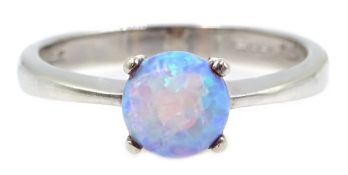 9ct white gold single stone opal ring, hallmarked Condition Report Approx 2.