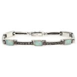 Silver opal and marcasite bracelet,