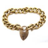 Victorian 9ct gold curb link bracelet with locket clasp,