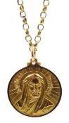 18ct gold Middle Eastern medallion cast with religious portraits and script,