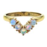 9ct gold opal wishbone ring, hallmarked Condition Report Approx 2.