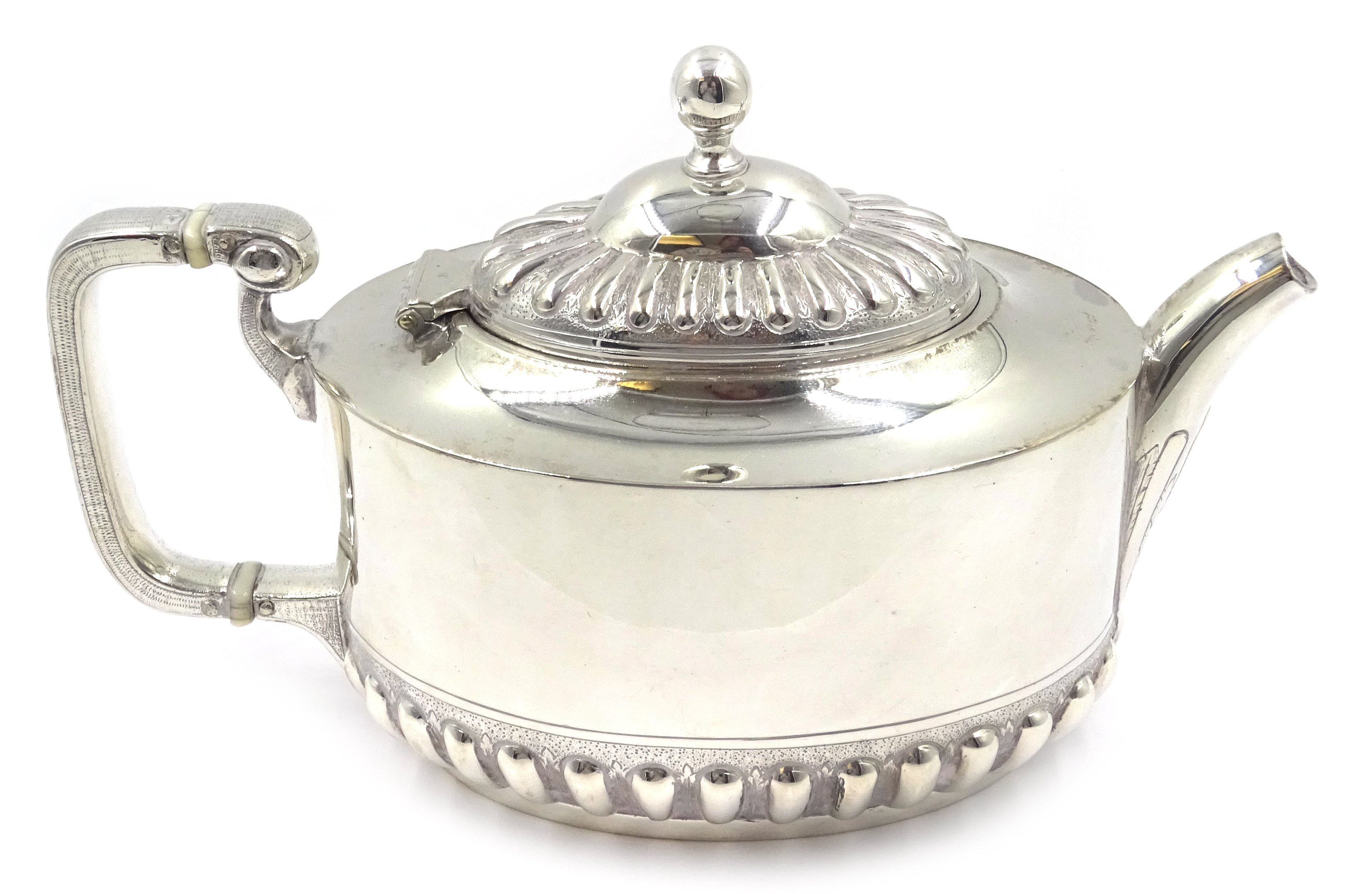 Victorian silver bachelor teapot by John Round & Son Ltd, Sheffield 1887,