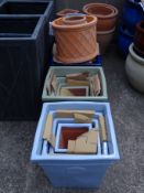 Sixteen square tapering glazed ceramic pots,