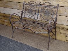 Distressed metal bench H98cm, W110cm,