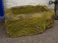 Small 18th/19th century weathered sandstone trough, 49cm x 36cm,