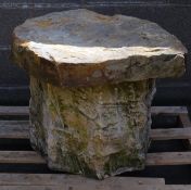 Natural shaped stone on composite stone column,