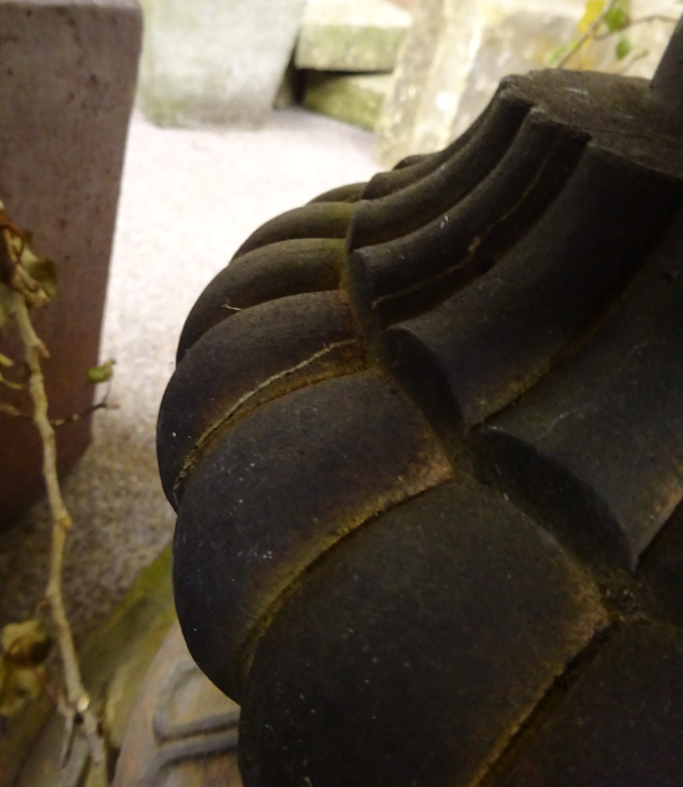 Garnkirk - 19th century fireclay garden tazza shaped urn, the rim moulded with trailing leafage, - Image 5 of 5