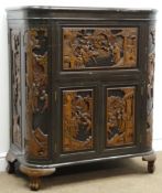 Chinese carved camphor wood cocktail cabinet,