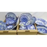 Early 19th century and later English transfer printed tableware including Willow pattern,