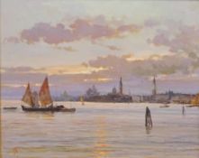 Venice, 20th century oil on canvas signed Re 38.5cm x 48.