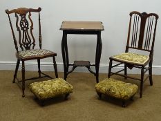 Edwardian inlaid chair with upholstered seat (W42cm), small chair, mahogany centre table,