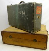 Mid 20th century military tin suitcase and trunk,