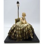 Guido Cacciapuoti (Italian 1892-1953): large ceramic model of a seated lady wearing crinoline dress