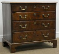 George III mahogany chest, four graduating drawers, shaped bracket supports, W80cm, H76cm,