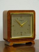 1960's teak cased Elliott mantel clock, silvered dial inscribed W.