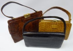 1950's Riviera Crocodile skin handbag with suede lining,