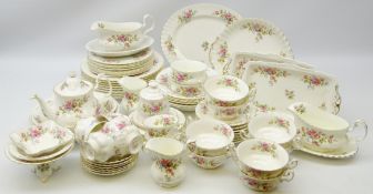 Royal Albert 'Moss Rose' seventy-five piece dinner and tea service for six,