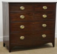 George IV mahogany chest, two short and three long drawers, original oval brass plate handles,