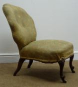 Victorian nursing chair, shaped cresting rail, upholstered back and seat,