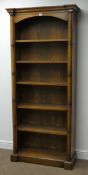 Victorian style mahogany 6' open bookcase, projecting cornice,