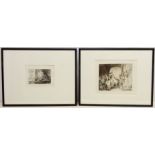 'The Golf Player' and 'The Triumph of Mordecai', two etchings after Rembrandt van Rijn (Dutch,