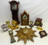 19th Century American mantel clock, gilt starburst clock,