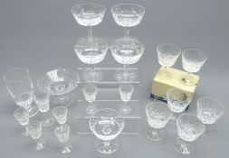 Collection of Waterford glass to include set of six Lismore pattern sherry glasses, boxed,