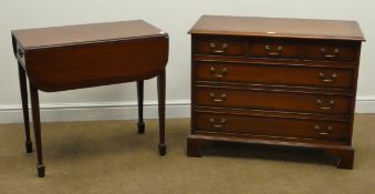 Georgian style inlaid mahogany chest, three short and three long drawers,