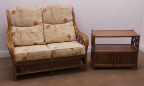 Four piece cane and bamboo conservatory suite with loose cushions,