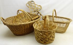 Wicker baskets, flower basket, two handled log basket,