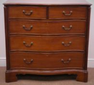 Georgian style mahogany serpentine chest, two short and three long drawres, shaped plinth base,