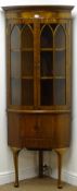 Edwardian style mahogany cornier cabinet, projecting cornice, two glazed doors,