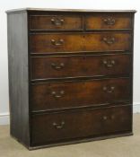 19th century oak chest fitted with two short and four long graduating drawers, platform base,