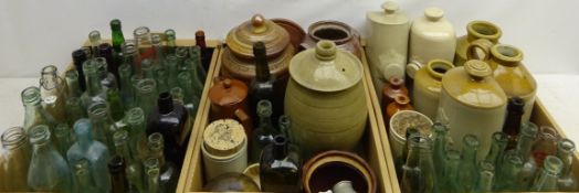 Large collection of 19th century and later glass bottles and stoneware,