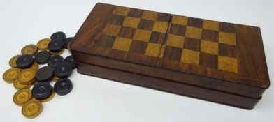 Victorian mahogany folding games board with rosewood and boxwood inlay,