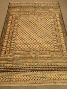 Needlework Sumak Kelim beige and brown rug, geometric pattern field,