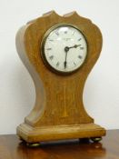 Art Nouveau inlaid mahogany cased mantel clock, white Roman dial inscribed Dyson & Sons Leeds,