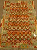Choli Kelim vegetable dye wool rug, geometric pattern field,