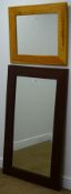 Rectangular mahogany finish bevel edge mirror (W120cm, H70cm) and a pine framed mirror (W67cm,