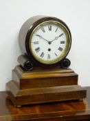 19th century mahogany cased drum head mantle clock with circular white Roman dial,