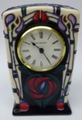 Moorcroft Mackintosh style mantle clock designed by Rachel Bishop, H15.