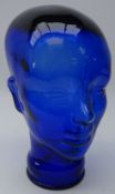 20th century blue glass Art Deco style mannequin head,