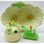 Clarice Cliff preserve jar with flower shaped knop,
