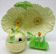 Clarice Cliff preserve jar with flower shaped knop,