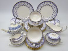 Spode Fleur De Lys tea and dinner service comprising six dinner plates, six soup bowls and saucers,