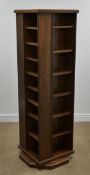 Mahogany revolving bookcase, moulded top, twenty six shelves with ocataganol base, D66cm, H161cm,