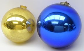 19th century blue glass witches ball,