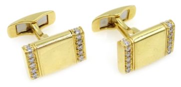 Pair of 18ct gold diamond cufflinks, hallmarked Condition Report Approx 13.7gm, 1.