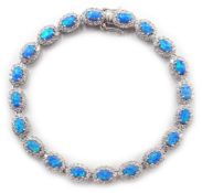 Silver opal and cubic zirconia bracelet,