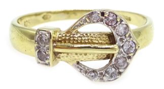 9ct gold cubic zirconia buckle ring, stamped 375 Condition Report 2.